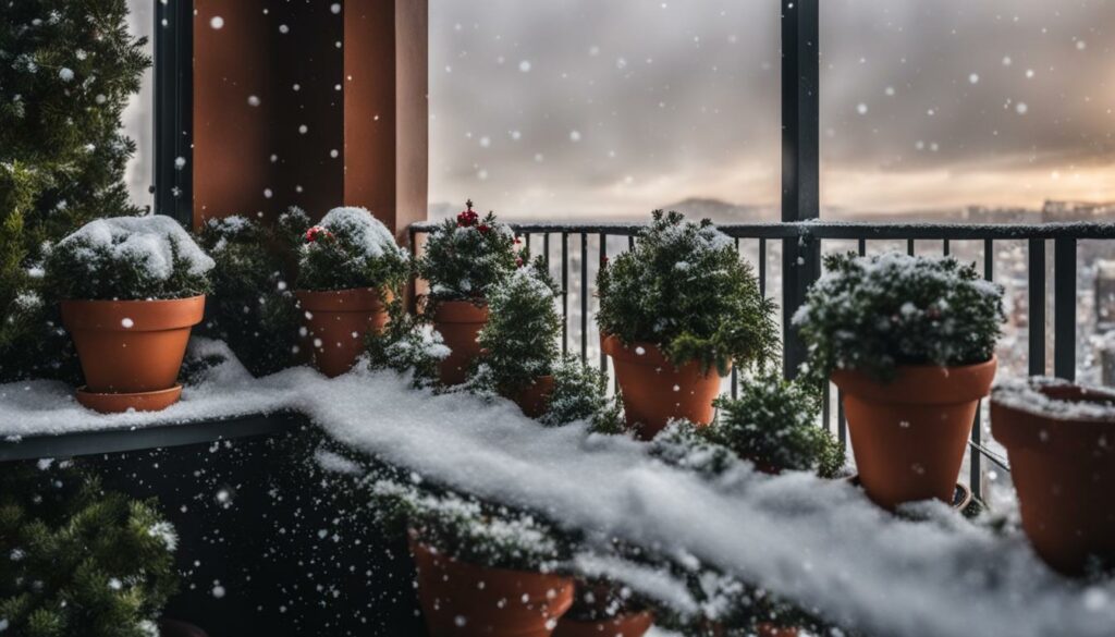 geschützte Pflanzen im Winter